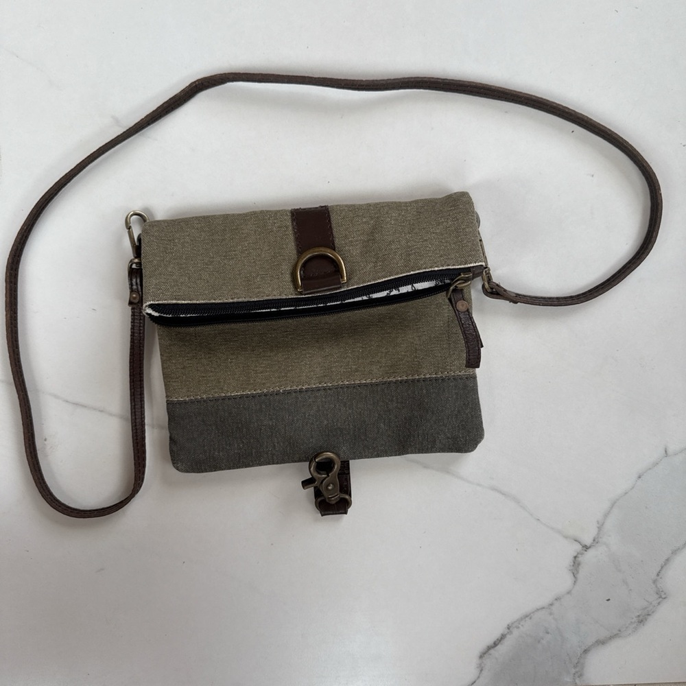 Mona B Olive and Brown Crossbody Bag